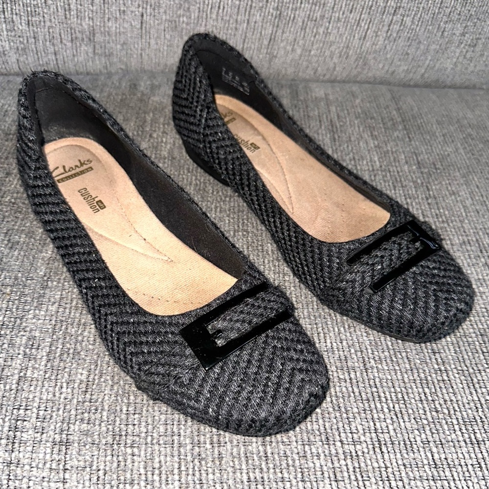 Clarks Collection Women’s 8.5 Blanch West Soft Cushion Gray Tweed Slip On shoes